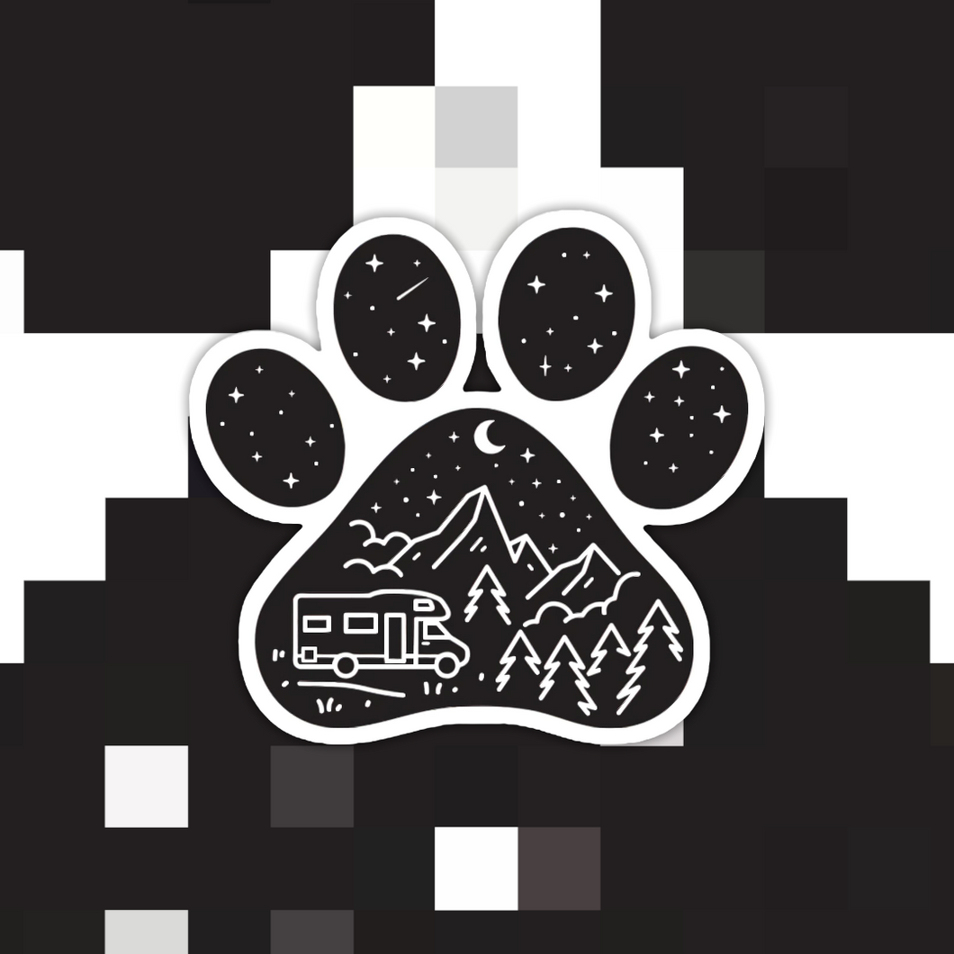 Dog Paw Camper Adventure Sticker