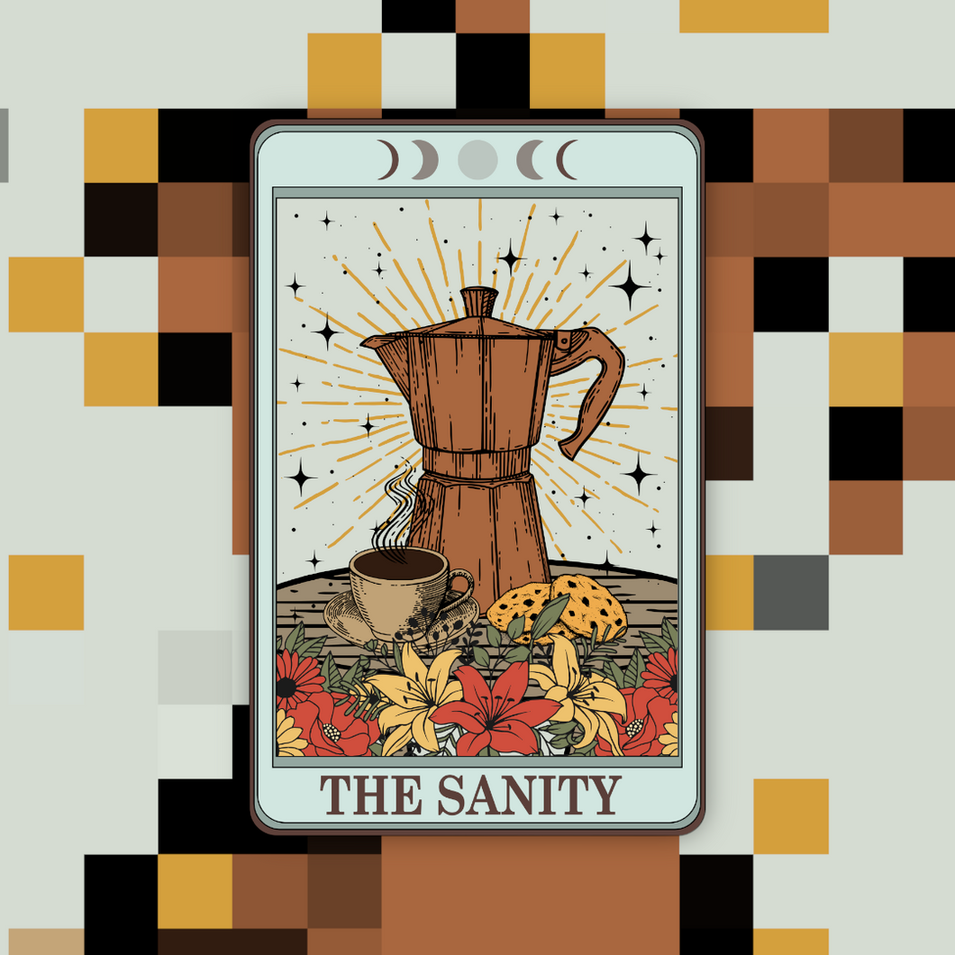 The Sanity Coffee Tarot Card Sticker