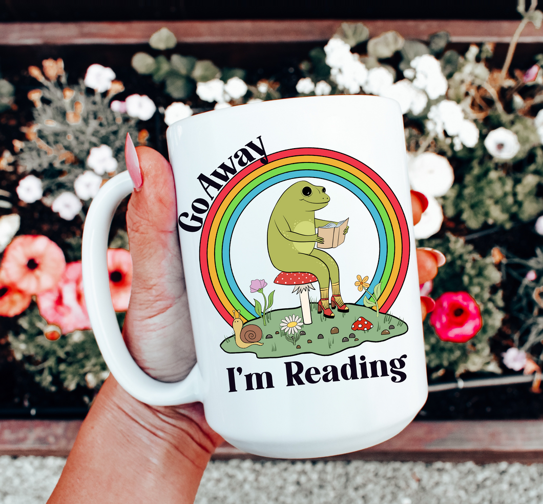 Frog Go Away I’m Reading Mug