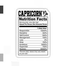 Load image into Gallery viewer, Capricorn Nutrition Facts Zodiac Sticker
