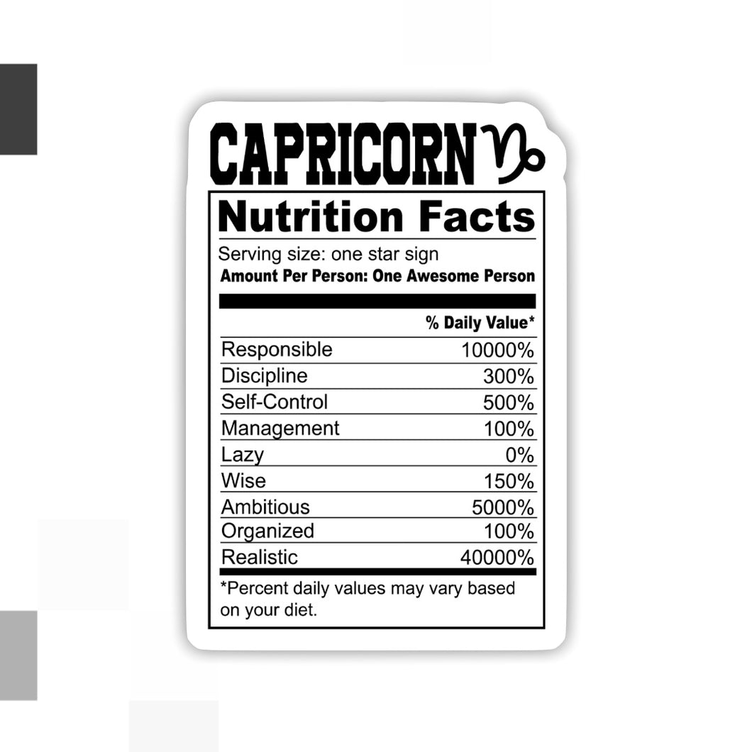 Capricorn Nutrition Facts Zodiac Sticker