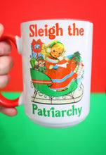 Load image into Gallery viewer, Retro Sleigh the Patriarchy Mug with Red Handle
