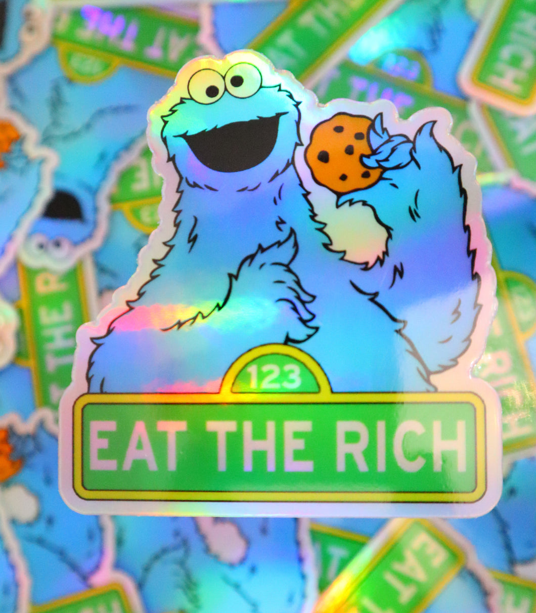 Holographic Eat the Rich Sticker