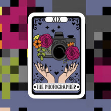 Load image into Gallery viewer, The Photographer Coffee Tarot Reader Sticker
