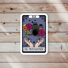 Load image into Gallery viewer, The Photographer Coffee Tarot Reader Sticker
