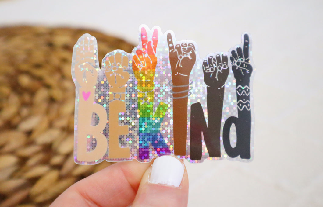 Glitter Be Kind Sign Language Sticker