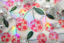 Load image into Gallery viewer, Disco Ball Cherries Holographic Sticker
