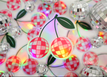 Load image into Gallery viewer, Disco Ball Cherries Holographic Sticker
