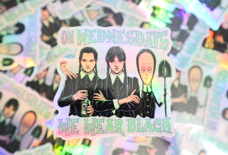 Holographic Wednesday We Wear Black Sticker