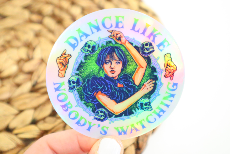 Holographic Wednesday Dance Like No One Is Watching Sticker