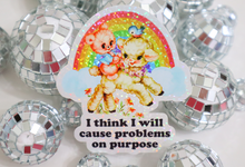 Load image into Gallery viewer, Retro I Think I Will Cause Problems On Purpose Glitter Sticker
