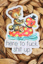 Load image into Gallery viewer, Here to Fuck Shit Up Glitter Retro Sticker
