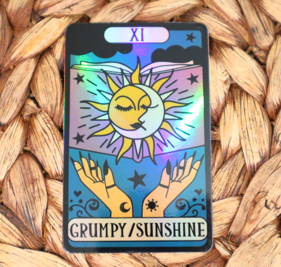 Grumpy Sunshine Reader Tarot Holographic Sticker