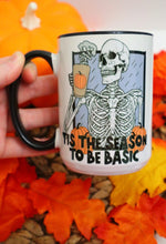 Load image into Gallery viewer, Tis the Season to Be Basic Pumpkin Spice15oz White Mug with Black Handle
