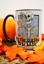 Load image into Gallery viewer, Tis the Season to Be Basic Pumpkin Spice15oz White Mug with Black Handle
