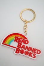 Load image into Gallery viewer, Read Banned Books Rainbow Double Sided Keychain
