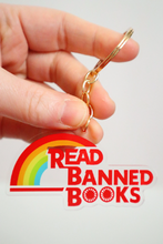 Load image into Gallery viewer, Read Banned Books Rainbow Double Sided Keychain
